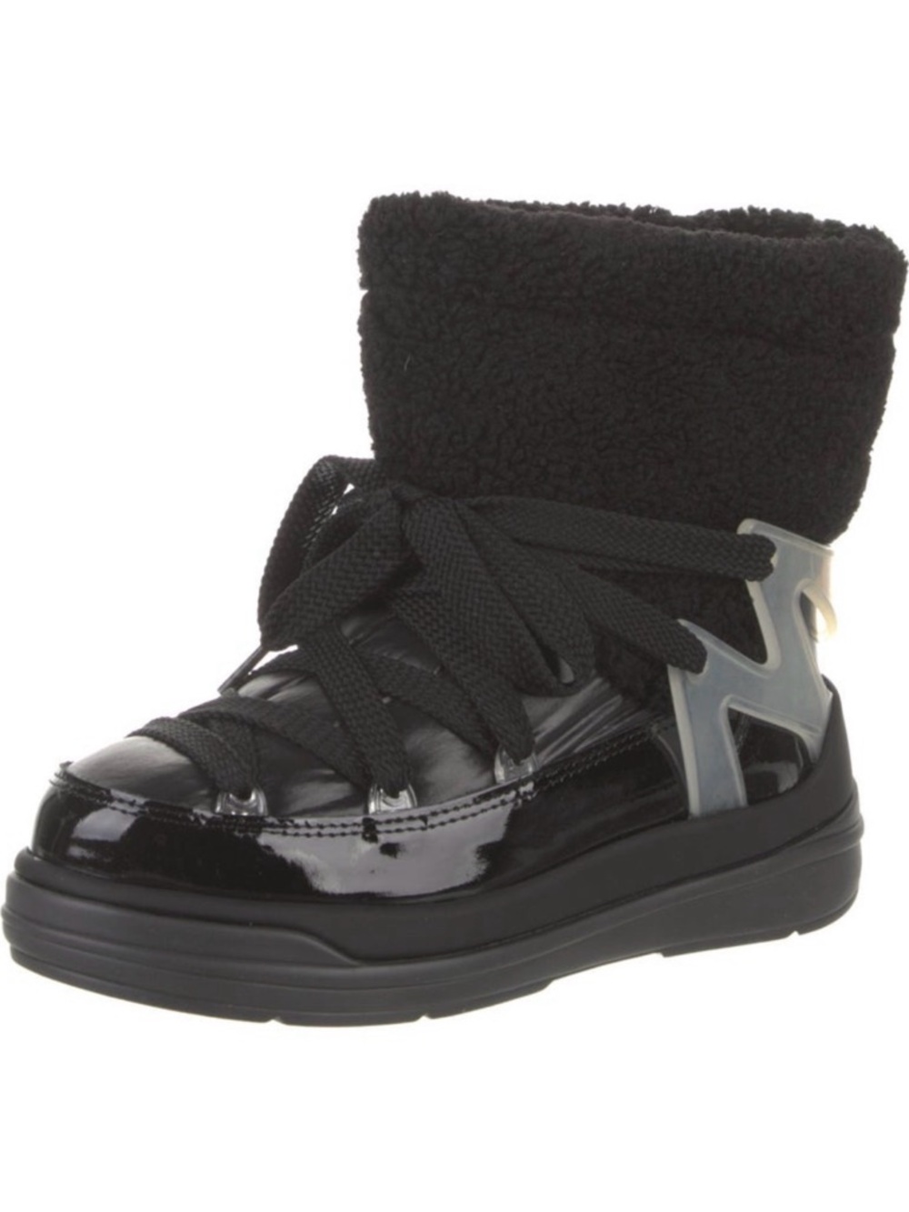 Moncler . Black Leather Ankle lace -Up Boots